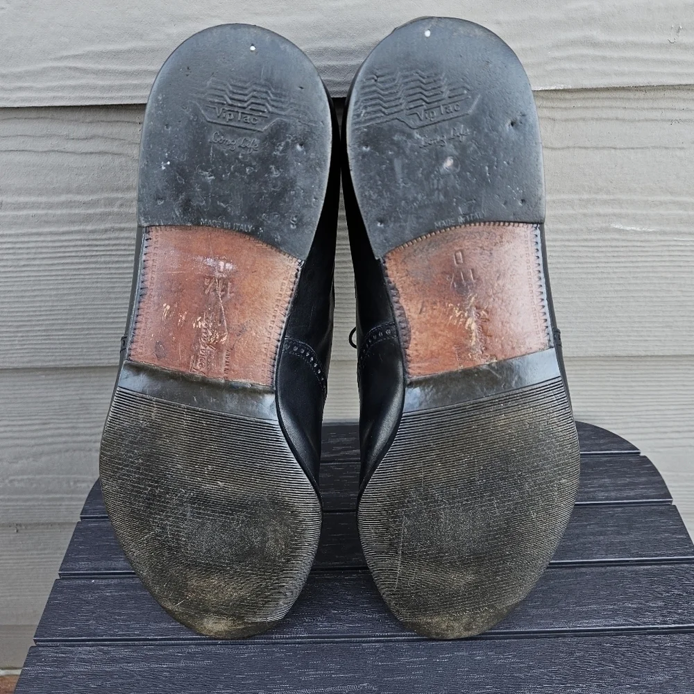 Salvatore Ferragamo Studio Italy Black Leather Wingtip Brogue Oxford Shoe 11.5 D